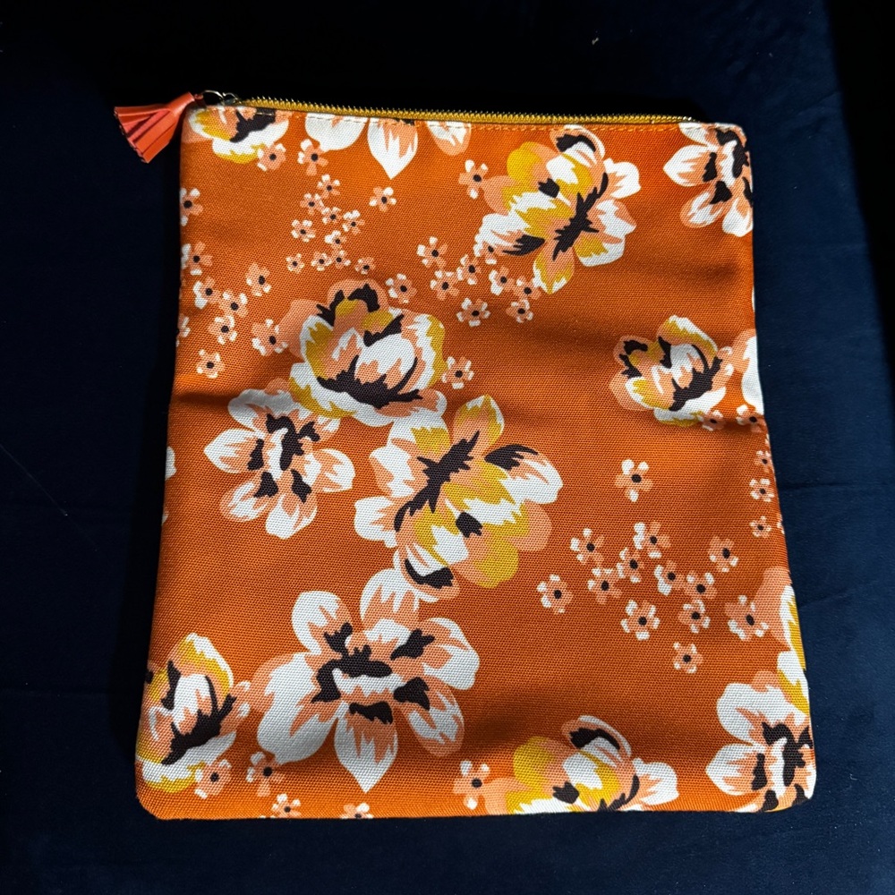 Anthropologie RACHEL PALLY Floral Print Faux Leather Fold Over Clutch, Orange - Picture 5 of 8